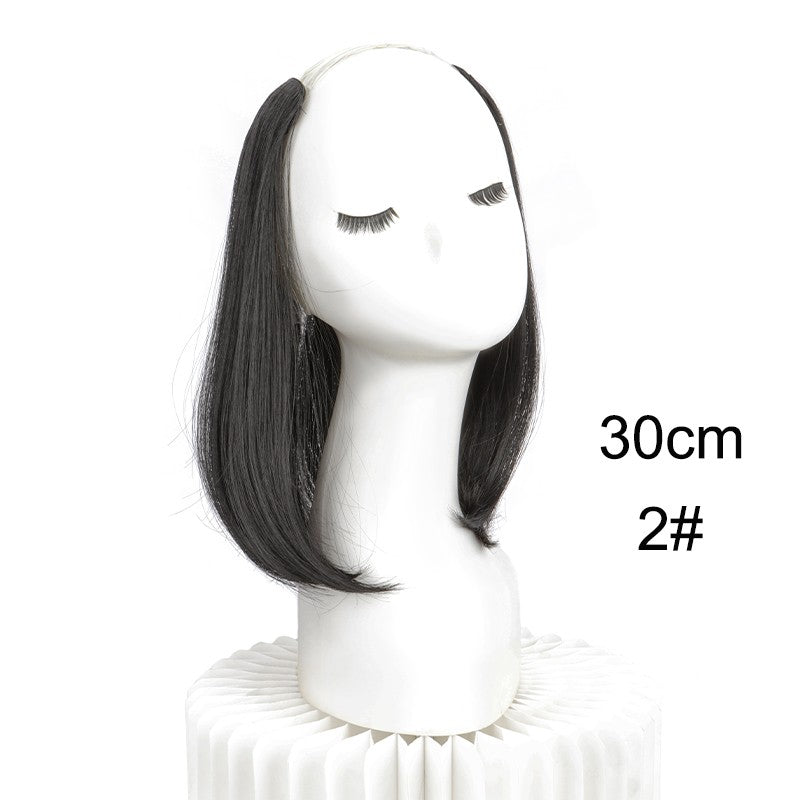 20/30cm Synthetic Short Straight Internal Buckle V-shaped Half Head 4Clips Hair Extension Invisible  Hairpiece for Women 2026