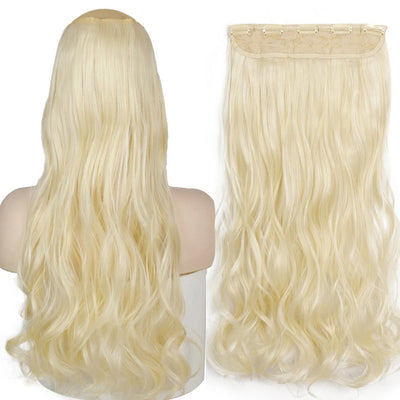 Long Straight Hairstyle 5 Clip Natural Hair Extension Synthetic Fiber Heat-Resistant Hairpiece 22"32" Black Brown Blonde