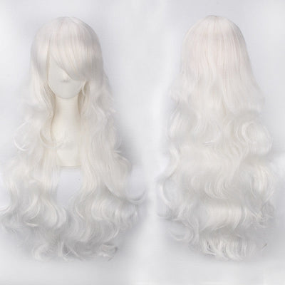 European and American style cos color anime wig, with foreign trade buckle net, universal, 80CM long, curly Synthetic fiber wig