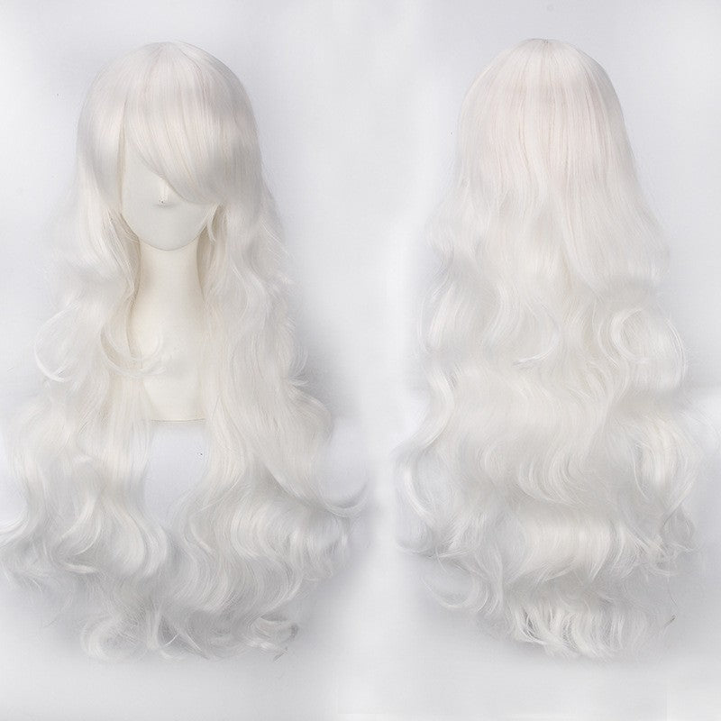 European and American style cos color anime wig, with foreign trade buckle net, universal, 80CM long, curly Synthetic fiber wig