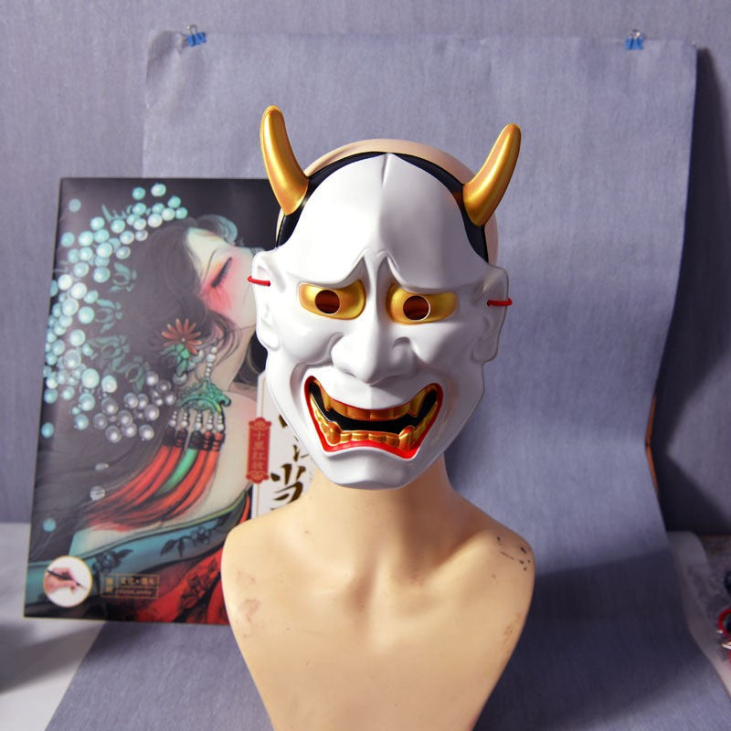 Style Horror Face, Japanese Prajna Mask, Scary Ghost Face, Halloween Horror Haunted House Decoration, Adult Unisex Resin Mask