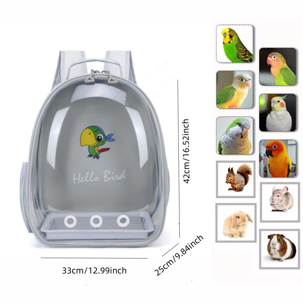 Portable Bird Carrier Bird Backpack with Perch Rope and Tray for Parrot Parakeet Macaw Cockatiel Acrylic Pet Cage Birds Bag