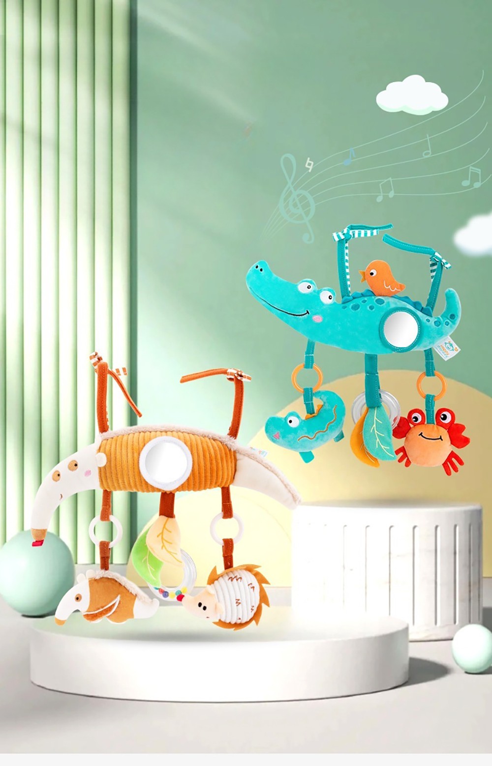 Baby Baby Stroller Arch Toys Car Seat Activity Hanging Toy Infant Soft Plush with Sound Wind Chimes Dolls for Babie Newborn Gift