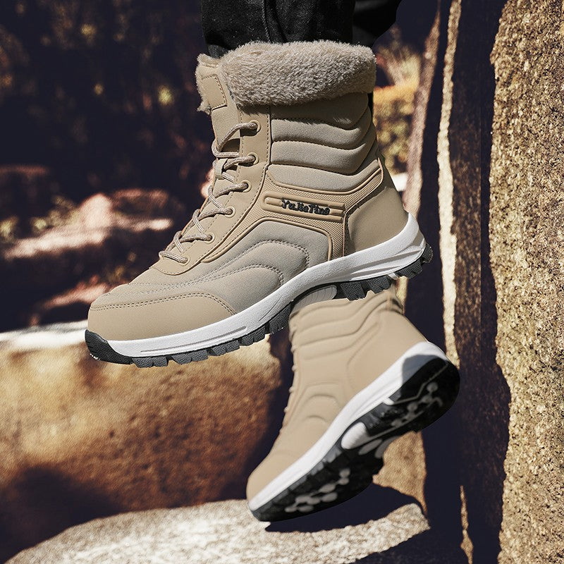 2025Brand Warm Winter Men's Hiking Boots Outdoor Snow Men Boots Men Work Casual Sneakers High Top Keep Warm Non-slip Ankle Boots