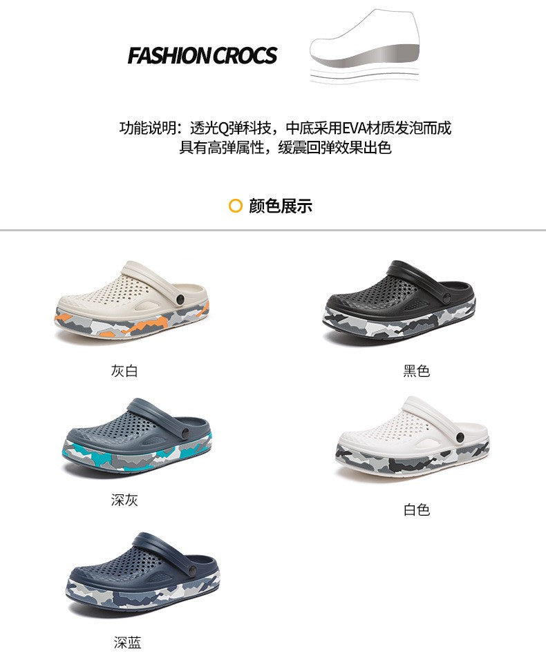 New Men's Sandals Driver Shoes EVA Light Slippers Unisex Colorful Camouflage Decoration Summer Beach Shoes Zapatos Hombre