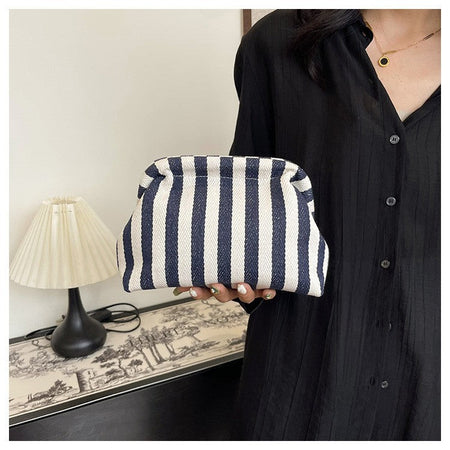 Woven Crochet Purses for Women Beach Clutch Handbags Dumpling Hobo Casual Colorblock Bag Ladies Ruched Cloud Purse