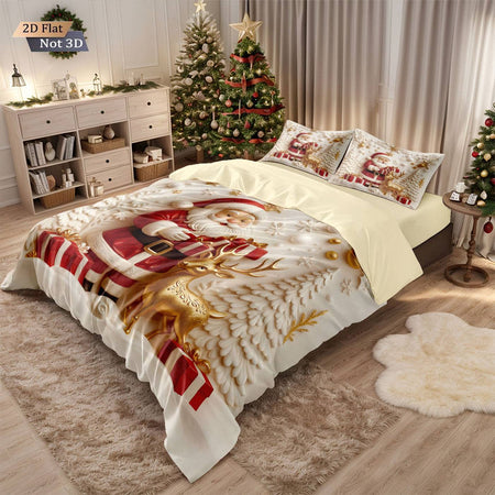 3pcs Merry Christmas Snowman Printed Chipless Bedding Set Multi Size Bedroom Bedding Decoration Machine Washable