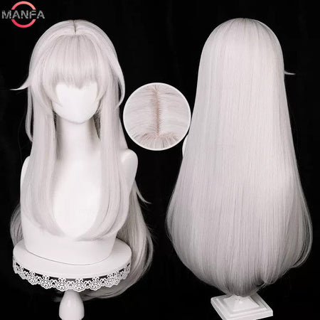 HSR Clara Cosplay Wig 75cm Long Straight Hair Silver Pink Wigs Heat Resistant Synthetic Wigs Halloween Party