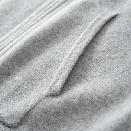 Autumn Winter Thickened Warm 100% Pure Wool Vest Men's Vest with Hood Zipper Cardigan Casual Pocket Sweater Jacket