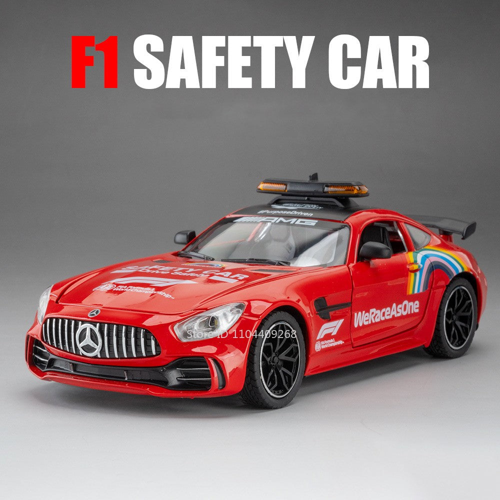 1:24 GTR F1 Safety 300SL Sport Car Model Toy Alloy Diecast Sound Light Shock Absorption Miniature Vehicle Models Collection Gift