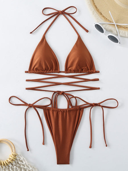 Sexy Micro Bikini 2025 Criss Cross Swimwear Bandage Woman Swimsuit Female Thong Bikinis Set 2 Piece Women Bathing Suit Beachwear