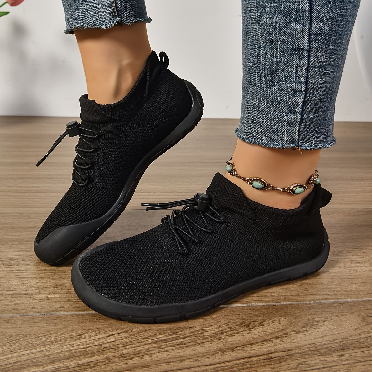 Casual Women's Wide Fit Sneakers Flats Minimalist Breathable Wide Width Sneakers Mesh Barefoot Walking Shoes