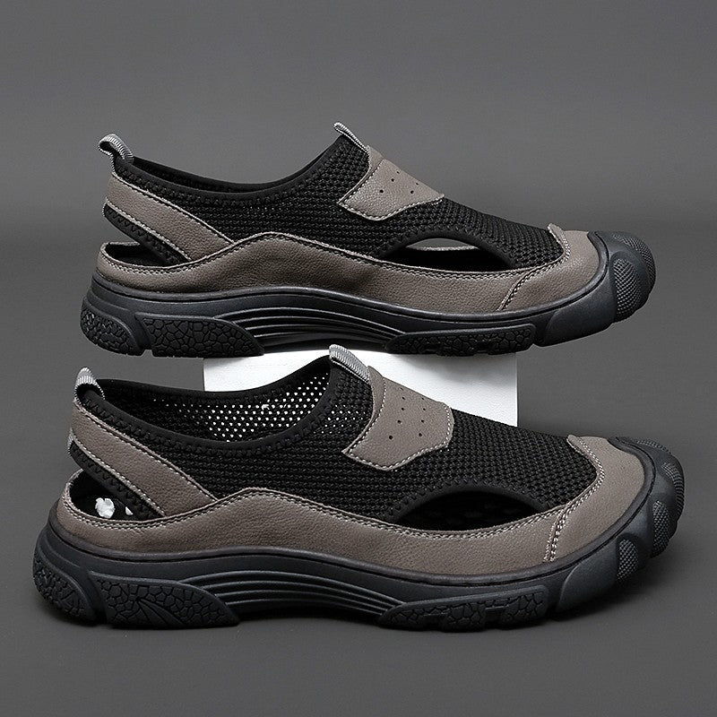 Outdoor Trendy Sandals Summer Mesh Hollow Casual Outerwear Shoes Men's Breathable Sports Shoes Beach Sandals New