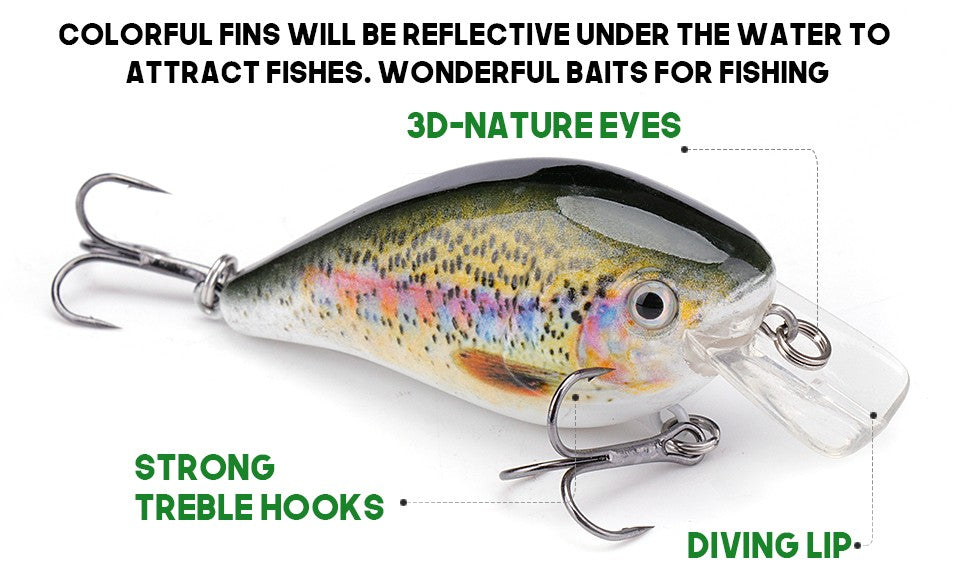 VTAVTA 5cm/7cm Crankbaits Fishing Lure Floating Wobblers for Pike Black Minnow Lures for Fishing Artificial Bait Fishing Tackle