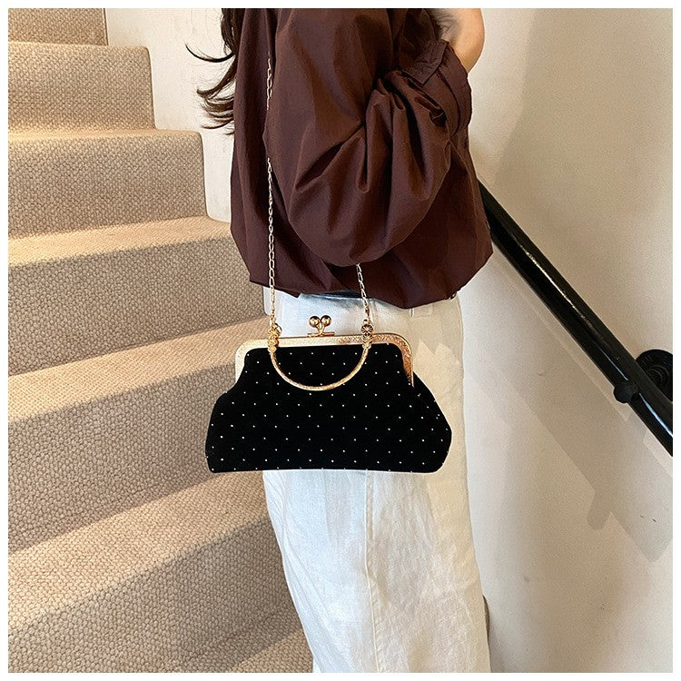 Luxury Design Women's Evening Clutch Purse Dinner Party Ladies Small Clip Shoulder Bag Handbags Retro Female Chain Crossbody Bag