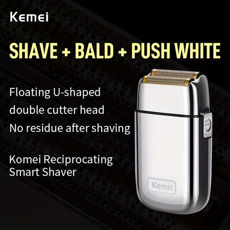 Kome KM-TX1 Men's Electric Shaver Double Blade USB Charging High-End Metal Gift Box Shaving Razor for Smooth Facial Hair Removal