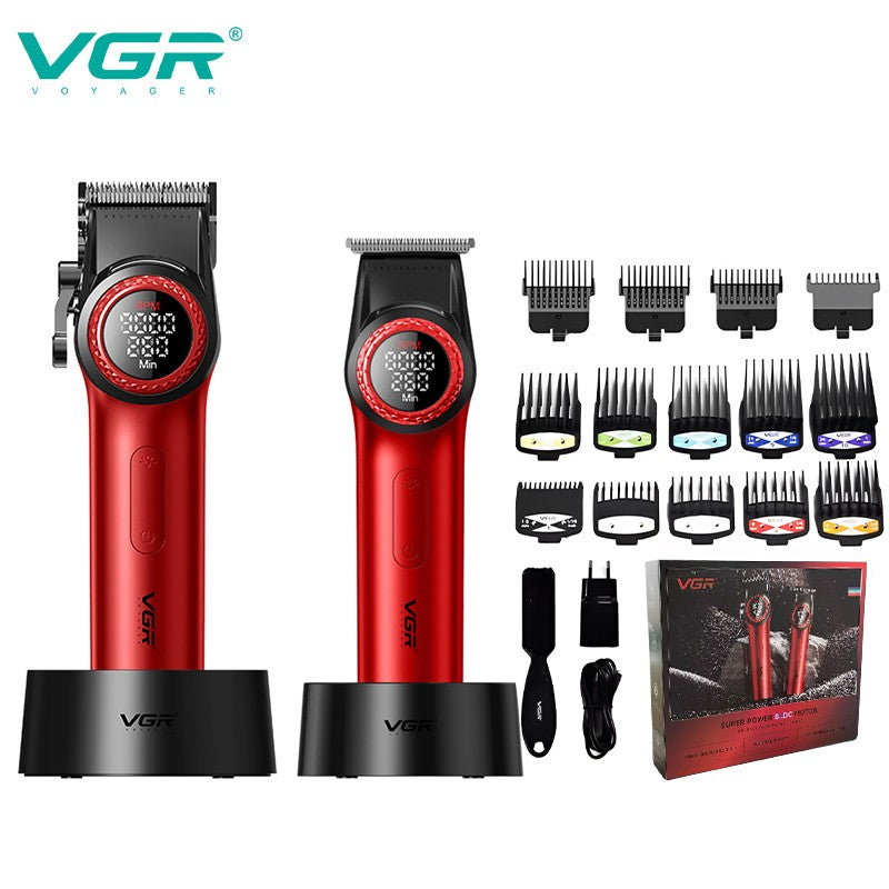 VGR 001 977 new hair trimming set high-end men's hair clipper intelligent digital display electric pusher carving and whitening