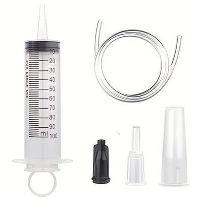 60/100/150ml large syringe with 100 cm of tubing, converter, cap set, garden injector, for liquid lipstick paint epoxy resin oil