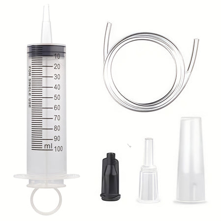 60/100/150ml large syringe with 100 cm of tubing, converter, cap set, garden injector, for liquid lipstick paint epoxy resin oil