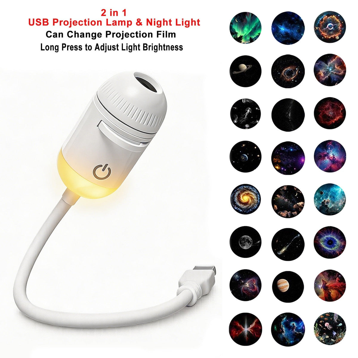 USB Car Atmosphere Projector Light Car Interior Ambient Light LED Starry Star Light Party Decor Romantic Saturn Galaxy Light