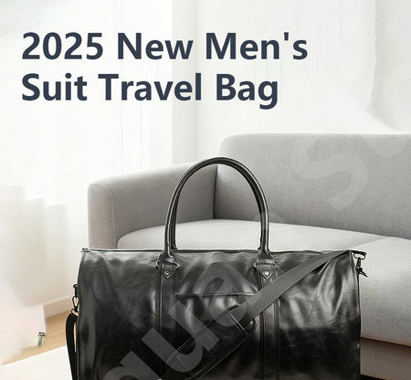 2025 New Men's Large Capacity Leather Waterproof Weekend Travel Business Convertible Suit Bag 2 in 1 Hand Carry-on Luggage Bag