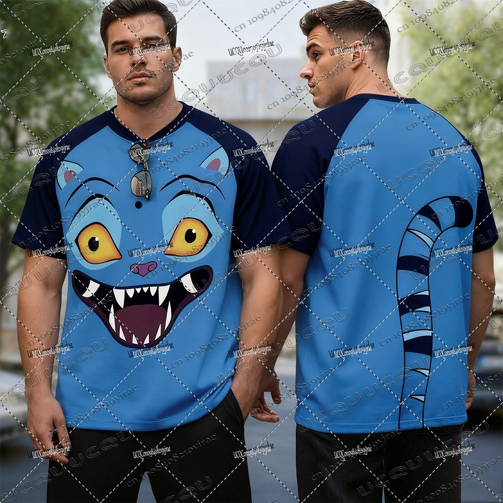 Kpop Demon Hunters Derpy Tiger Cosplay Patchwork Tshirts Men Women Casual O-neck Tshirts Halloween/Christmas Gifts Male Tops