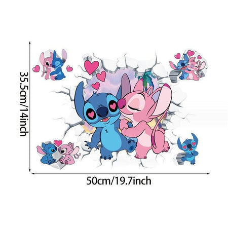 MINISO Cartoon Lilo & Stitch Wall Stickers For Kid's Room Kindergarten Living Room Bedroom Wall Decoration Animated Poster