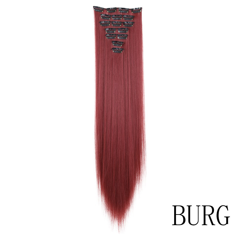 LANSA 7Clips Long Straight Synthetic Clip On Hair Extensions Cheveux Clip Naturel High Temperature Fiber Black Brown Hairpiece