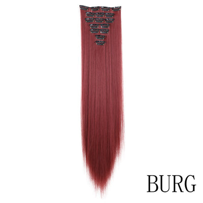 LANSA 7Clips Long Straight Synthetic Clip On Hair Extensions Cheveux Clip Naturel High Temperature Fiber Black Brown Hairpiece