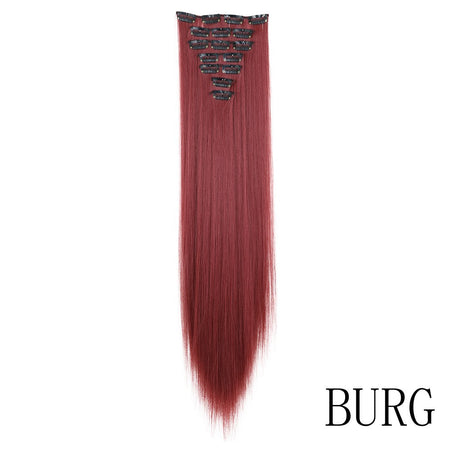 LANSA 7Clips Long Straight Synthetic Clip On Hair Extensions Cheveux Clip Naturel High Temperature Fiber Black Brown Hairpiece