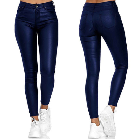 2025 Fashion Faux Leather Pants Women's Sexy Stretch Casual Leggings Solid  Leather Bodycon Pencile Pants For Women Streetwear