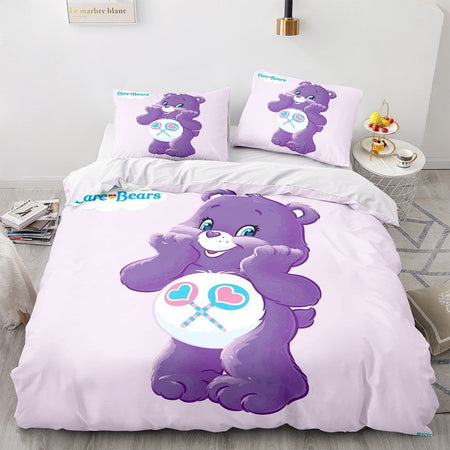 Cartoon Anime Care Bears Duvet Cover Set Kawaii Carebears Quilt Cover Pillowcase Set Bedding Set Kids Bedroom Decor Full Size