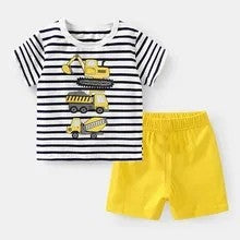 Summer Cartoon Print Kids Boys Clothes Sleeveless Tops+ Shorts 2pcs/set Baby Girls Vest Clothing Set Children Cotton Sport Suit