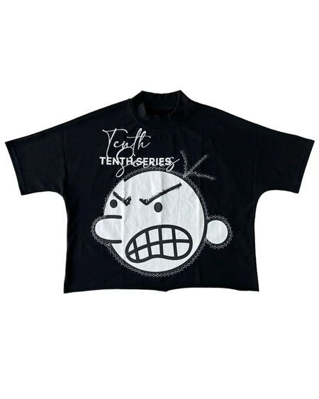 American Hip-hop Anime Print Oversized T-shirt Men Retro Trendy Streetwear Top Pure Cotton Round Neck Casual Loose Short Sleeves