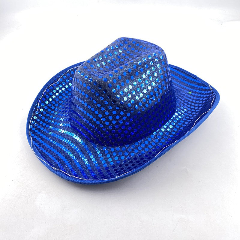 Wireless LED Western Cowboy Hat Light Up Cowboy Hat Disco Bride Pink Cowgirl Hat Concert NightClub Wedding Costumes Accessories