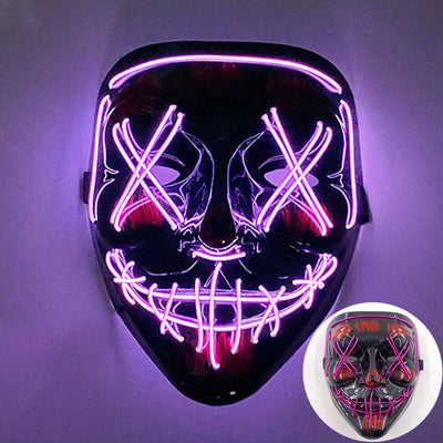 Scary Wireless Glowing LED Mask Halloween Party Supplies Neon Purge Mask Cosplay Luminous Face Masks Carnival Festival Props