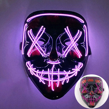 Scary Wireless Glowing LED Mask Halloween Party Supplies Neon Purge Mask Cosplay Luminous Face Masks Carnival Festival Props