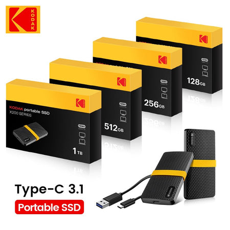 KODAK USB3.1 GEN2 SSD 1TB External Hard Drive 128GB 256GB 512GB 1TB Solid state Mini PSSD For PC laptops disco duro externo