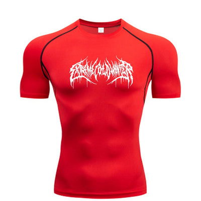 Summer Compression Sweatshirt Short Sleeve Men's Fitness T-Shirt Running Quick-Dry Top Gym Workout Bodybuilding T-Shirt S-3XL