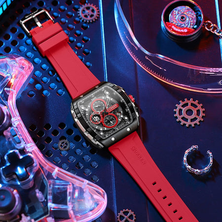 CURREN Fashion men watch brand unique square design luxury quartz sports tape watches men waterproof