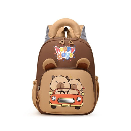 Kawaii Cartoon Capybara Backpack Nylon Lightweight Capybara School Bag Large Capacity Multi-pocket Kindergarten Backpack