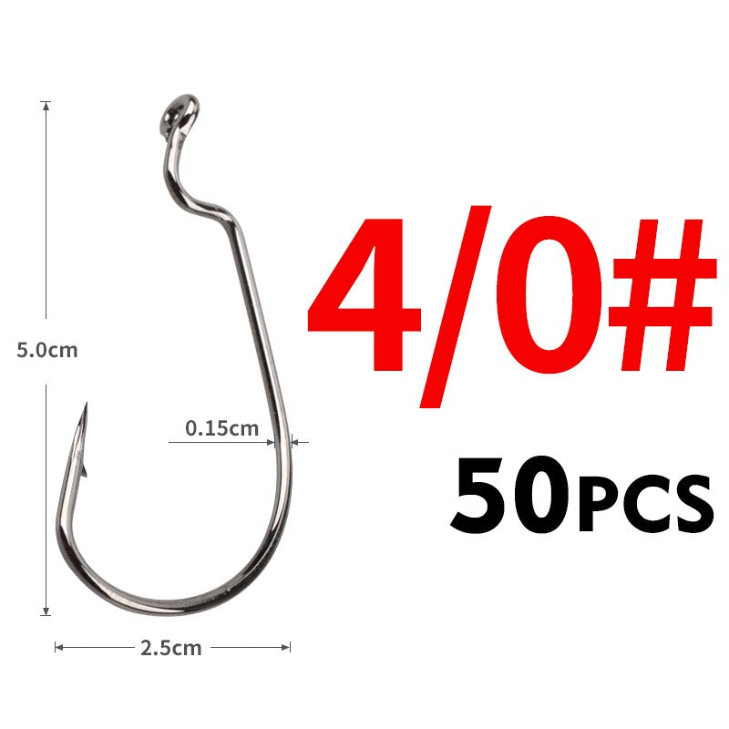 MEREDITH 50pcs/lot Fishing Soft Worm Hooks High Carbon Steel Wide Super Lock Fishhooks Lure Softjerk Hooks 8#-5/0 Fishing Tackle