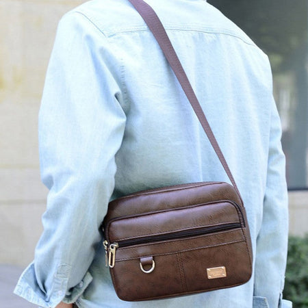 Men's PU Leather Crossbody Shoulder Bags High quality Tote Fashion Business Man Messenger Bag  Leather Bags fanny pack