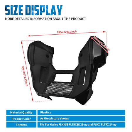 Motorcycle Fairing Spoiler Kit Lowers Cover Extended Chin Spoiler For Harley Touring Street Road Glide 23-Up FLHX FLTRX 2024-Up