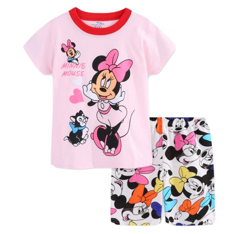 Hot Summer Pyjamas Suit Pink Minnie kids Sleepwear Boys Pijamas Cotton Nightwear Clothes Pajamas Sets