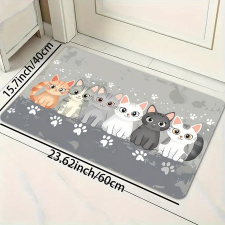 VIKAMA Cartoon Cat Paw Non-Slip Washable Floor Mat--Game Room Rug for Living Room, Bedroom,Home Decor, With Bathroom Accessories