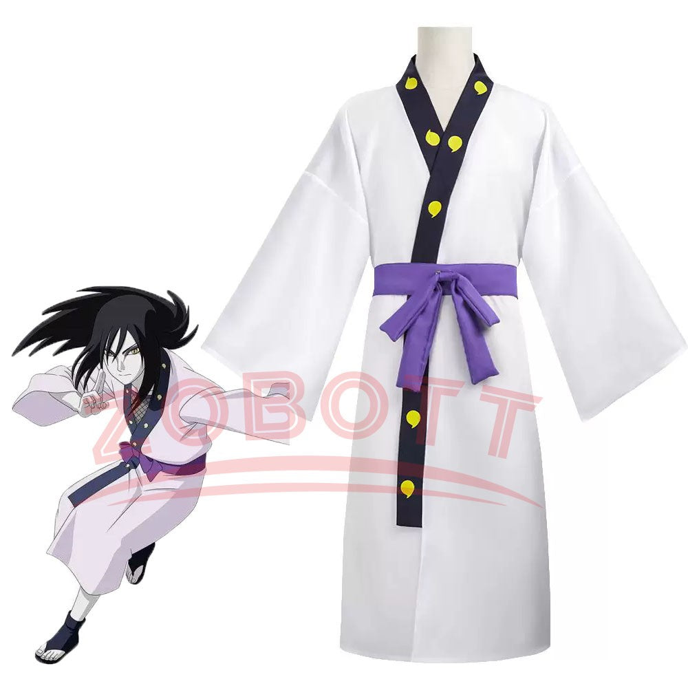 Anime Orochimaru Cosplay Costume Japanese White Long Sleeves Kimono Bathrobe Robe Belt Adult Man Woman Halloween Suit