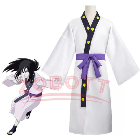 Anime Orochimaru Cosplay Costume Japanese White Long Sleeves Kimono Bathrobe Robe Belt Adult Man Woman Halloween Suit