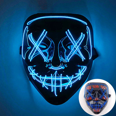 Scary Wireless Glowing LED Mask Halloween Party Supplies Neon Purge Mask Cosplay Luminous Face Masks Carnival Festival Props