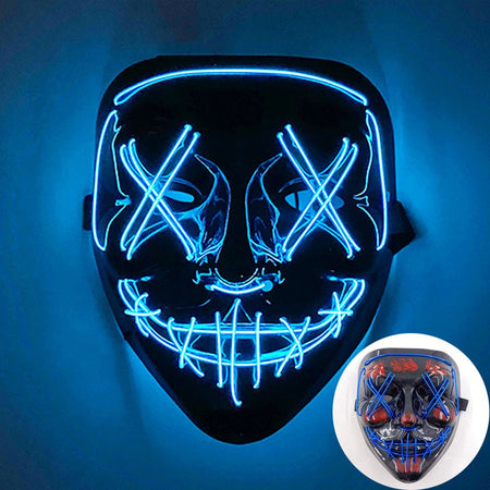 Scary Wireless Glowing LED Mask Halloween Party Supplies Neon Purge Mask Cosplay Luminous Face Masks Carnival Festival Props